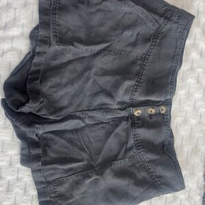 aerie High-Waist Black Button-Front Casual Shorts